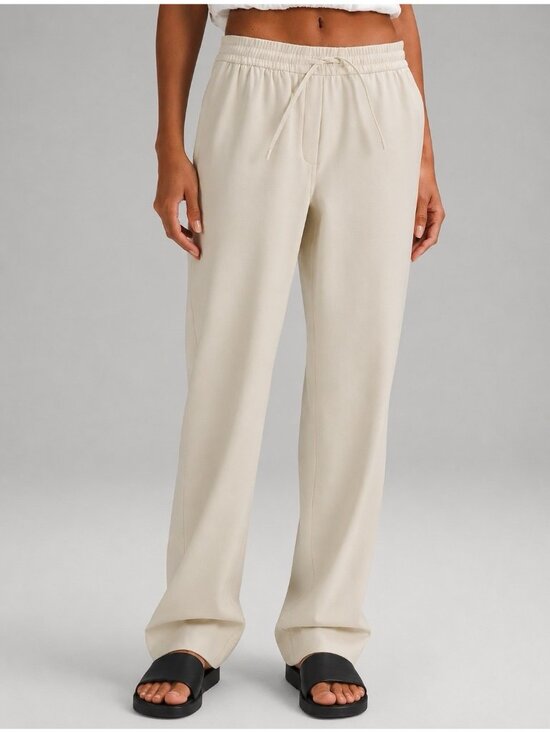 Lululemon Pants - Lululemon Womens Luxtreme Pants Bone Straight Leg Mid Rise Pull On Trouser Small